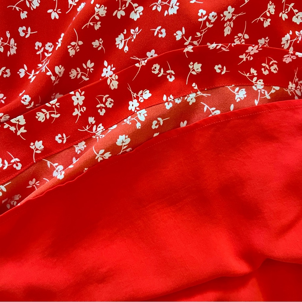 Sezane Lara Red Mini Flowers Floral Tie-Shoulder Blouse size 38/6 EUC - Picture 6 of 11